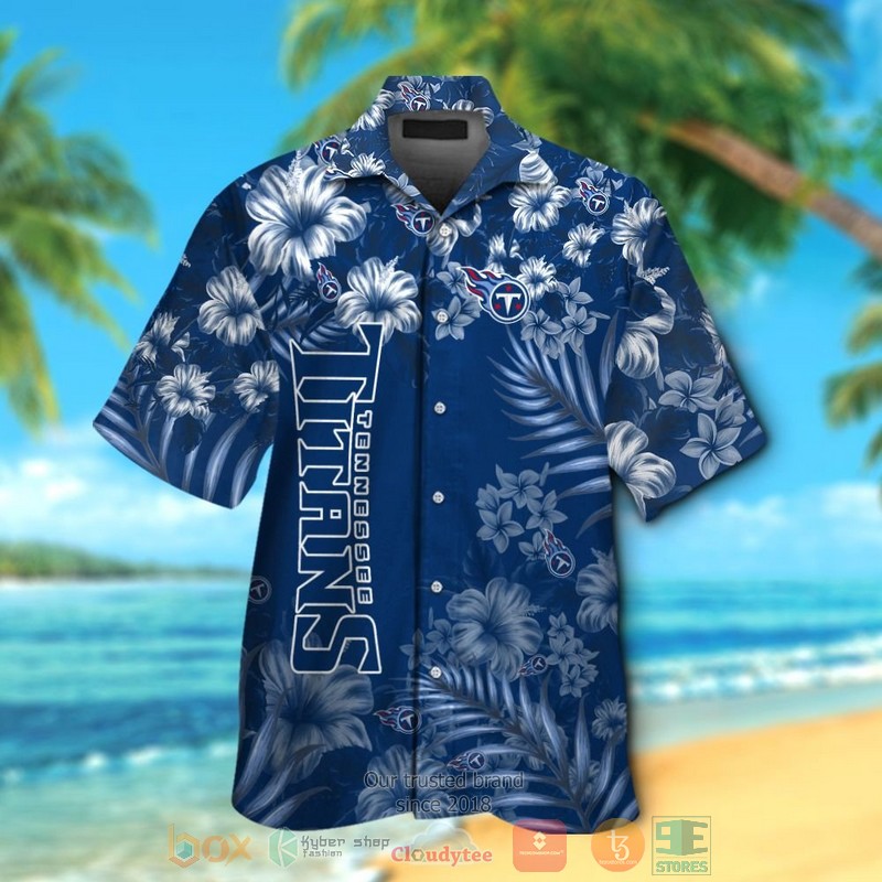 Tennessee Titans Tropical Plants Hibiscus Blue Hawaiian Shirt And Shorts Tennessee Titans Tropical Plants Hibiscus Blue Hawaiian Shirt And Shorts