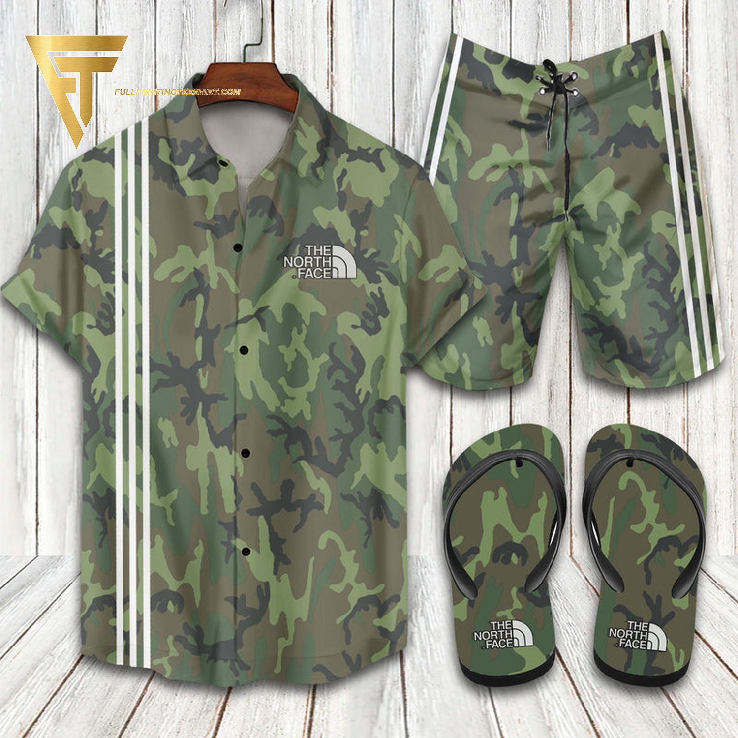 The North Face Camo Hawaiian Shirt Beach Shorts And Flip Flops The North Face Camo Hawaiian Shirt Beach Shorts And Flip Flops