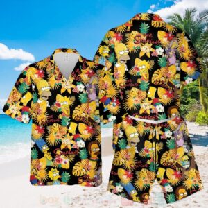 The Simpsons Characters Black-Yellow Hawaiian Shirt