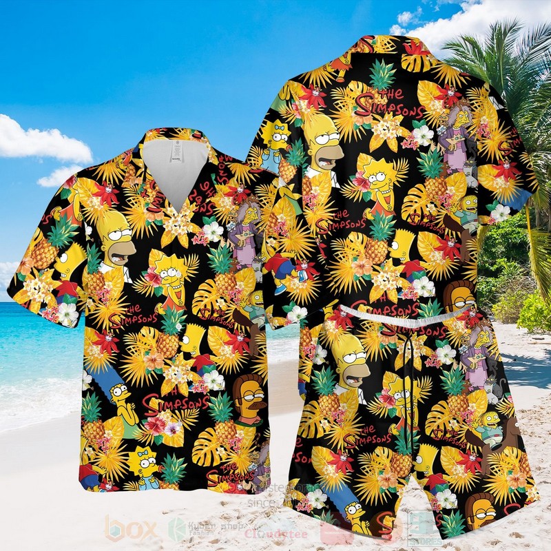 The Simpsons Characters Black-Yellow Hawaiian Shirt The Simpsons Characters Black-Yellow Hawaiian Shirt