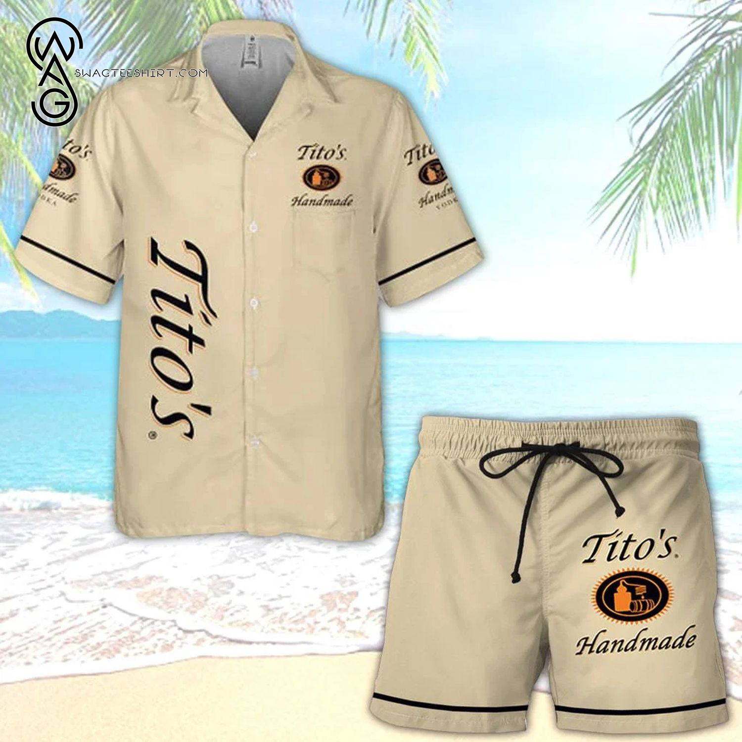 TitoS Handmade Vodka All Over Print Hawaiian Shirt And Beach Shorts TitoS Handmade Vodka All Over Print Hawaiian Shirt And Beach Shorts