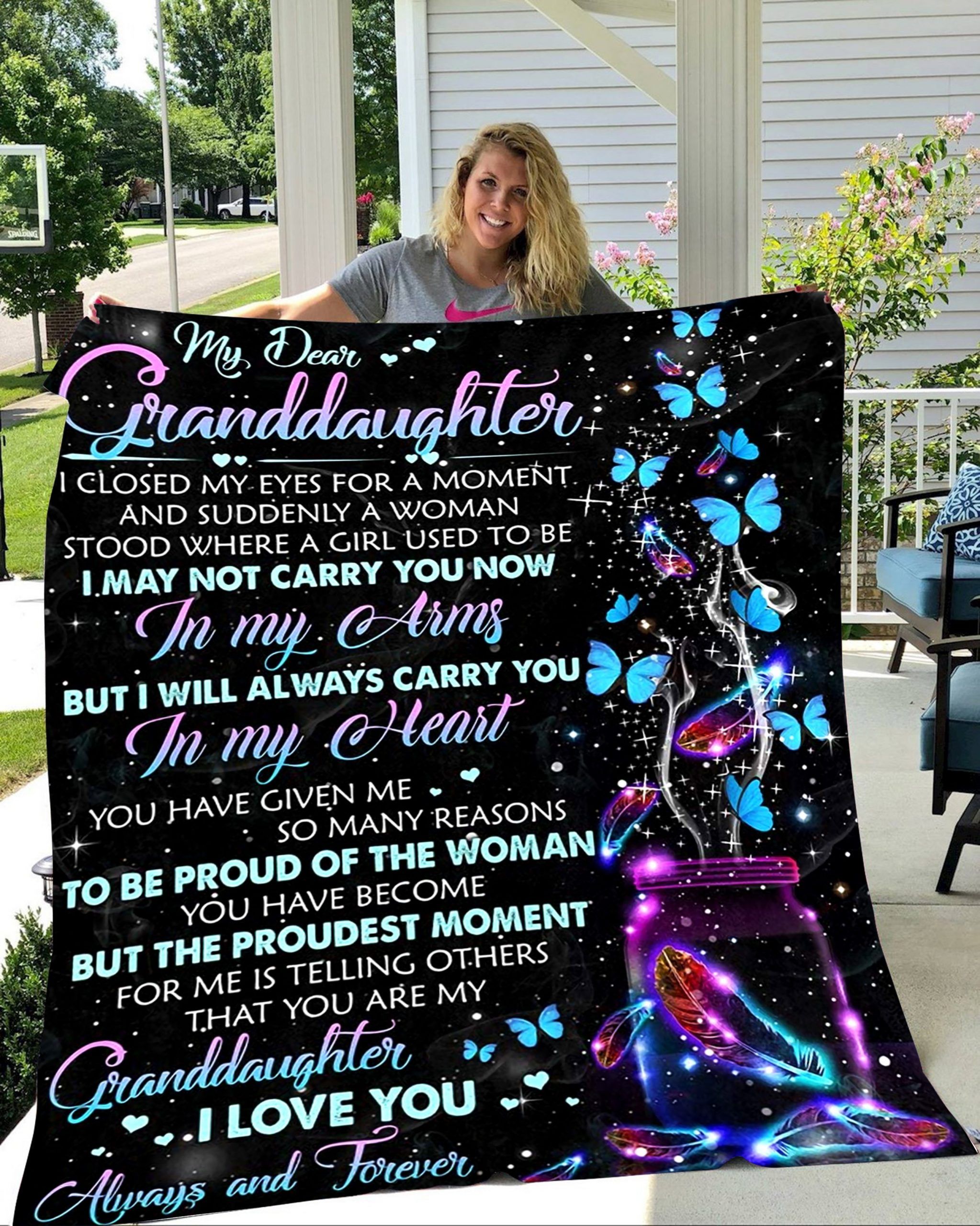 To My Granddaughter I Love You 3D Butterfly Meaningful Word Quilt Gifts For Granddaughter Premium Quilt Blanket Size Throw To My Granddaughter I Love You 3D Butterfly Meaningful Word Quilt Gifts For Granddaughter Premium Quilt Blanket Size Throw