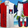 Tommy Hilfiger Logo Hawaiian Shirt Beach Shorts And Flip Flops