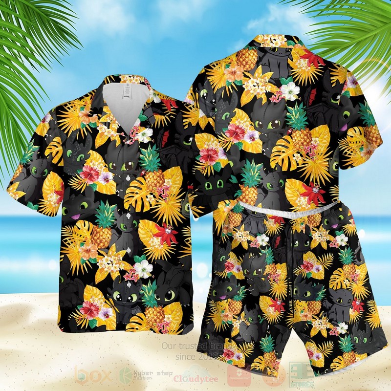 Toothless Baby Black-Yellow Hawaiian Shirt Toothless Baby Black-Yellow Hawaiian Shirt