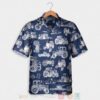 Tractor Pattern White And Blue Hawaiian Shirt