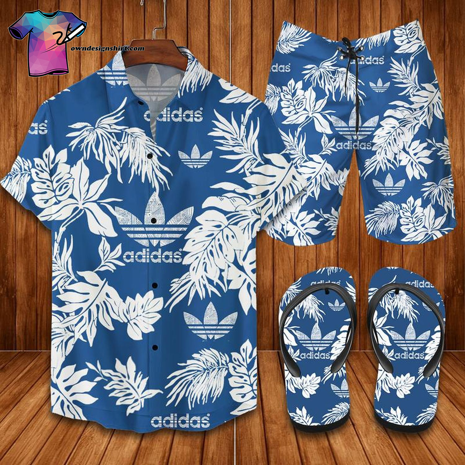 Tropical Adidas Full Print Hawaiian Shirt Beach Shorts And Flip Flops Tropical Adidas Full Print Hawaiian Shirt Beach Shorts And Flip Flops