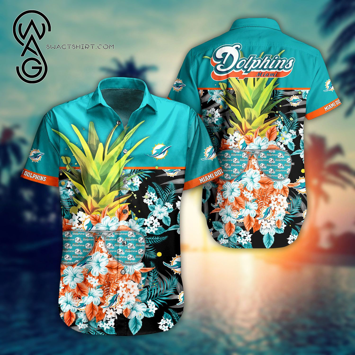 Tropical Pineapple Miami Dolphins Combo Hawaiian Shirt And Shorts Tropical Pineapple Miami Dolphins Combo Hawaiian Shirt And Shorts