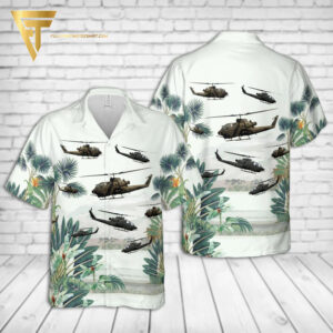 Tropical Palm Tree Us Army Ah-1F Cobra All Over Print Hawaiian Shirts And Beach Shorts