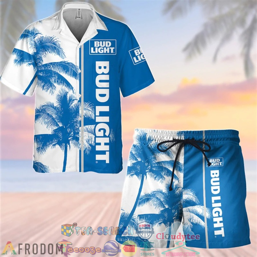 Bud Light Beer Tropical Palm Tree Hawaiian Shirt Beach Shorts Bud Light Beer Tropical Palm Tree Hawaiian Shirt Beach Shorts