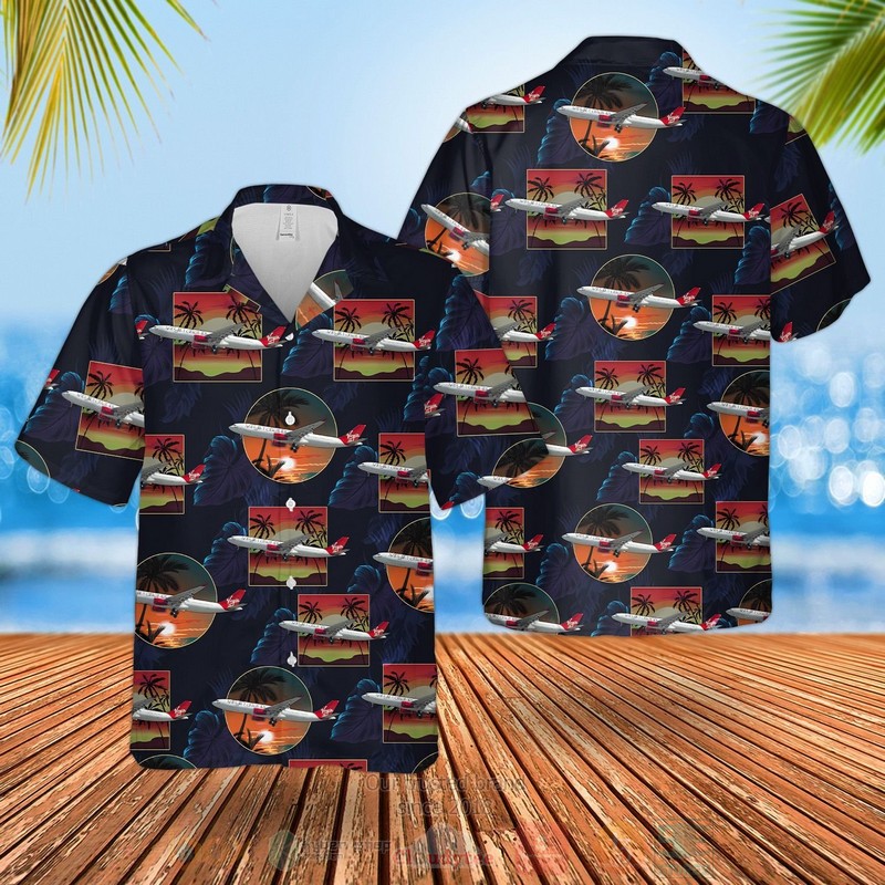 Uk Airlines Virgin Atlantic Airbus A330-300 Navy Hawaiian Shirt Uk Airlines Virgin Atlantic Airbus A330-300 Navy Hawaiian Shirt