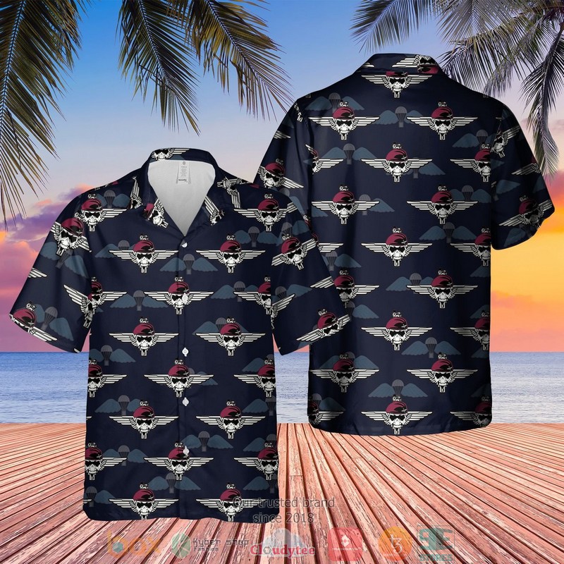 Uk Parachute Regiment Maroon Skull Badge Hawaiian Shirt Uk Parachute Regiment Maroon Skull Badge Hawaiian Shirt