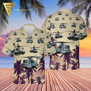Us Air Force Sikorsky Mh-53 Pave Low Purple Palm Tree All Over Print Hawaiian Shirts And Beach Shorts