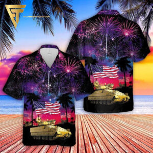 Us Army M2A3 Bradley For Independence Day All Over Print Hawaiian Shirts And Beach Shorts