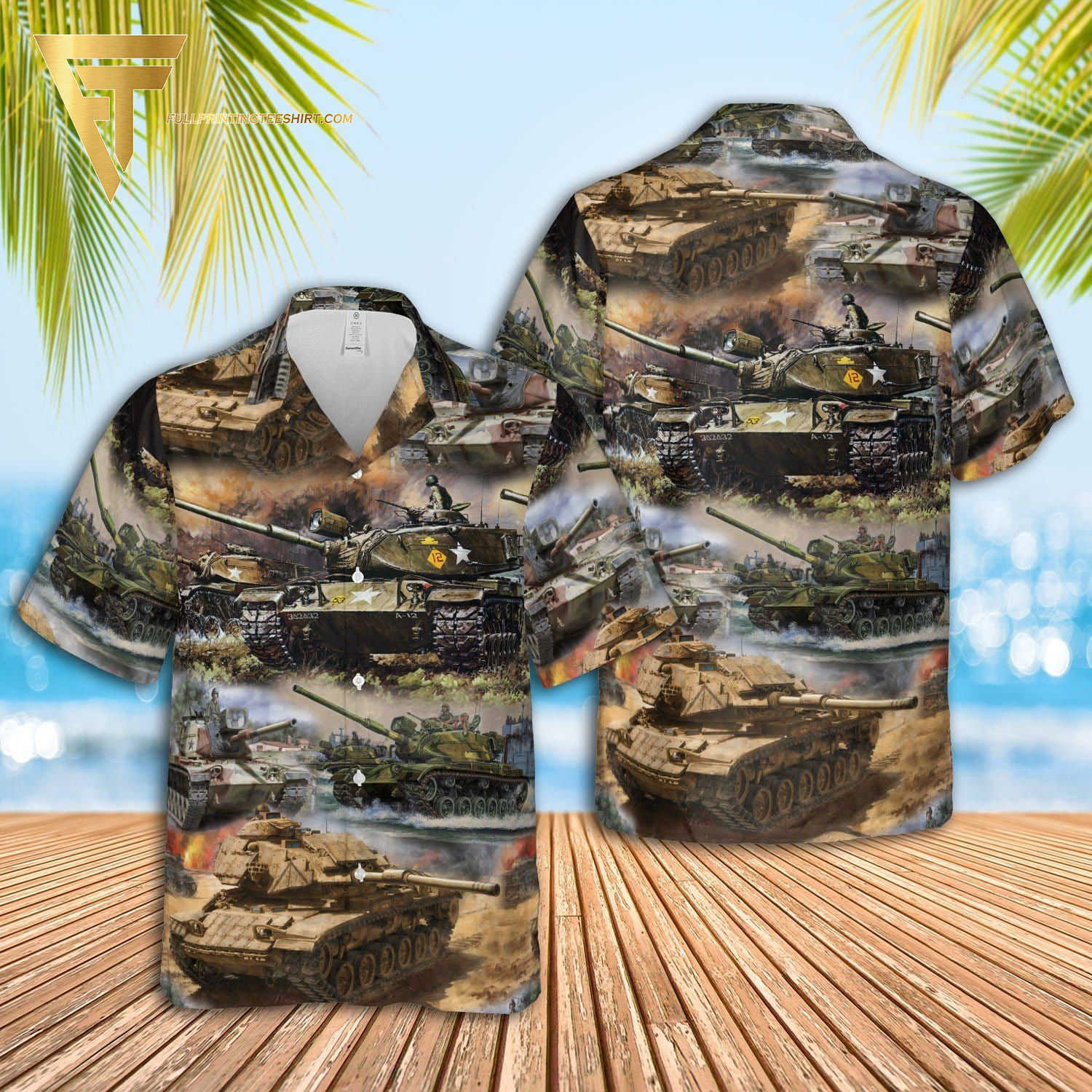 Us Army M60A1 Tank All Over Print Hawaiian Shirts And Beach Shorts Us Army M60A1 Tank All Over Print Hawaiian Shirts And Beach Shorts