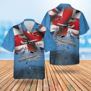 United Kingdom Flag Raf Boeing E-3D Sentry Aew1 Hawaiian Shirt