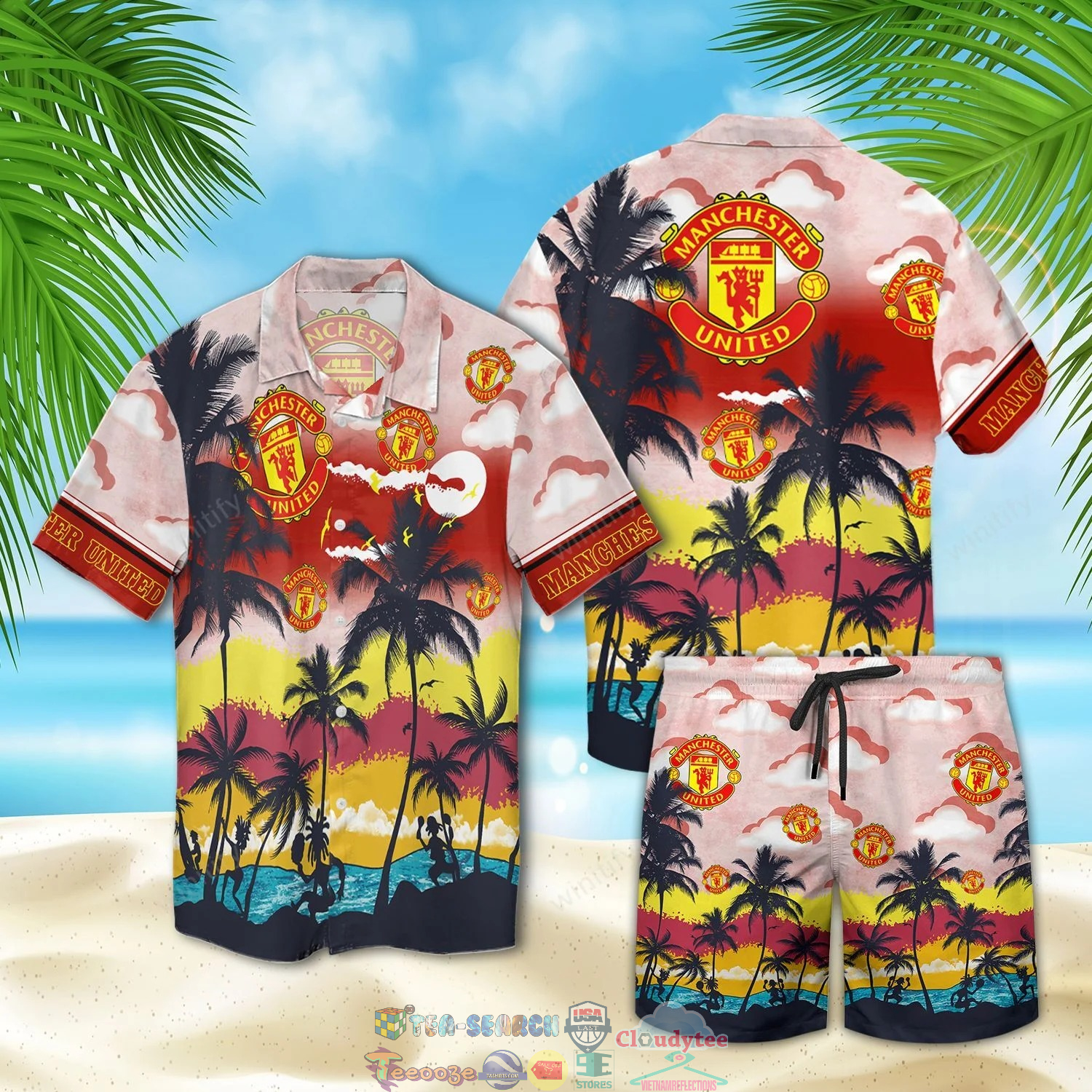 Manchester United Fc Palm Tree Hawaiian Shirt Beach Shorts Manchester United Fc Palm Tree Hawaiian Shirt Beach Shorts