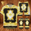 Versace Black Gold Hawaiian Shirt Beach Shorts And Flip Flops