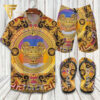 Versace Colorful Gold Classic Version Hawaiian Shirt Beach Shorts And Flip Flops