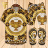 Versace Gold Classic Version Hawaiian Shirt Beach Shorts And Flip Flops