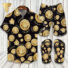 Versace Gold Logo Hawaiian Shirt Beach Shorts And Flip Flops