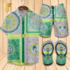 Versace Green Logo Hawaiian Shirt Beach Shorts And Flip Flops