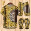Versace Leopard Logo Hawaiian Shirt Beach Shorts And Flip Flops