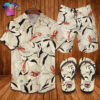 Vintage Flower Gucci Logo Full Print Hawaiian Shirt Beach Shorts And Flip Flops
