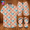 Vintage Gucci Logo Full Print Hawaiian Shirt Beach Shorts And Flip Flops
