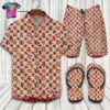 Vintage Louis Vuitton Symbol Hawaiian Shirt Beach Shorts And Flip Flops