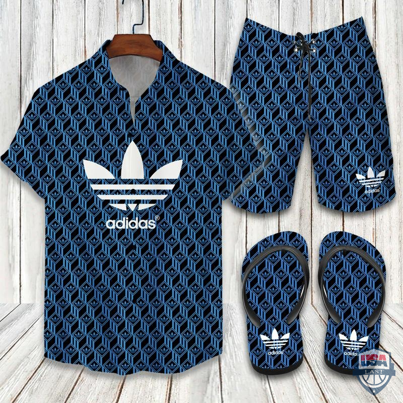 Adidas Logo Hawaiian Shirt Beach Short And Flip Flops Adidas Logo Hawaiian Shirt Beach Short And Flip Flops