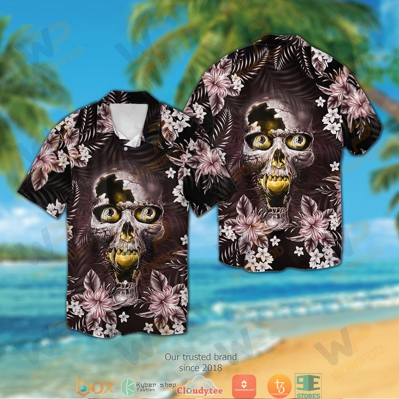 Washington Redskins 3D Illusion Skull Hawaiian Shirt Washington Redskins 3D Illusion Skull Hawaiian Shirt