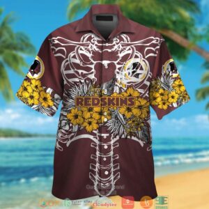 Washington Redskins Backbone Hibiscus Hawaiian Shirt