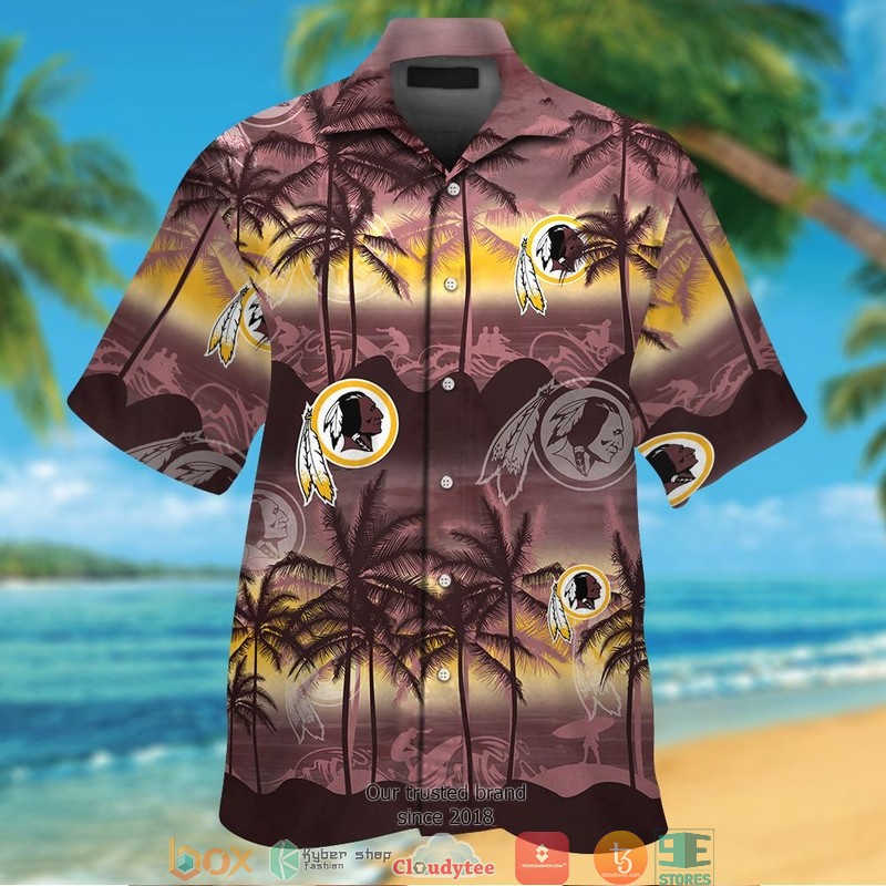 Washington Redskins Coconut Island Ocean Waves Hawaiian Shirt Washington Redskins Coconut Island Ocean Waves Hawaiian Shirt