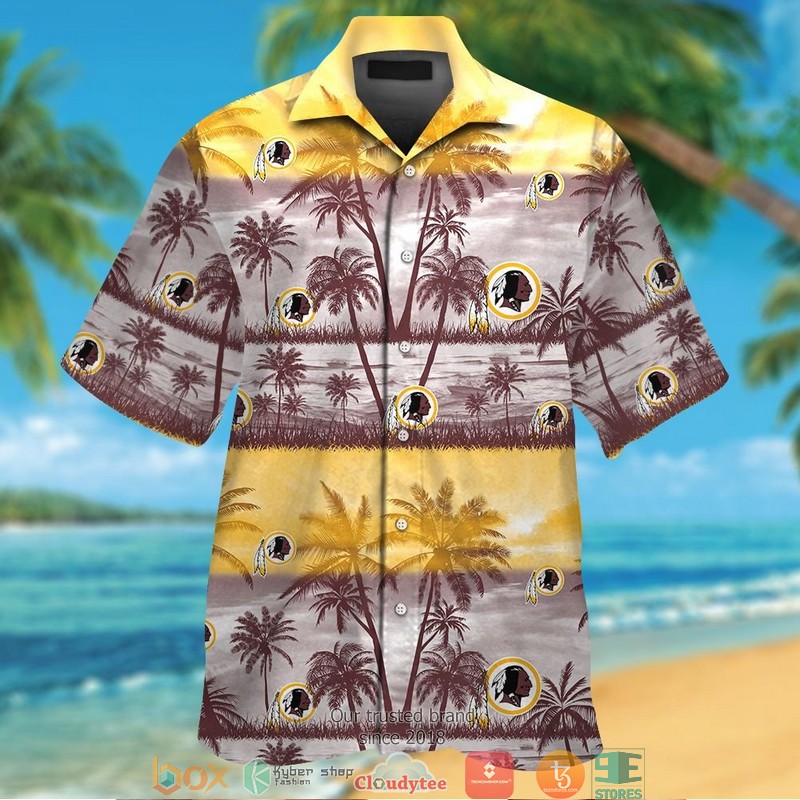 Washington Redskins Coconut Island Yellow Hawaiian Shirt Washington Redskins Coconut Island Yellow Hawaiian Shirt