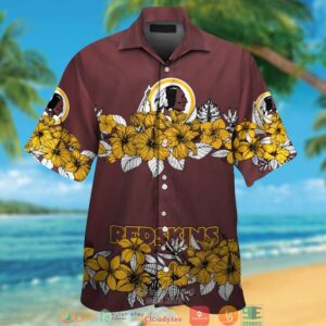 Washington Redskins Hibiscus Flower Line Hawaiian Shirt