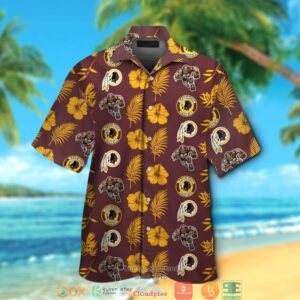 Washington Redskins Leaf Hibiscus Pattern Hawaiian Shirt