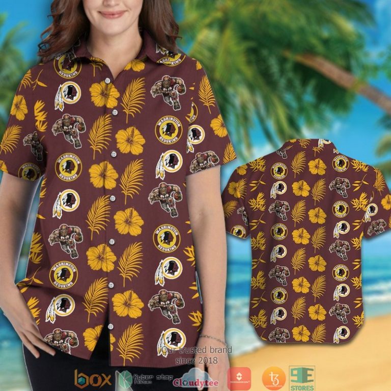 Washington_Redskins_leaf_hibiscus_pattern_Hawaiian_Shirt_Short_1_2-768x768-1