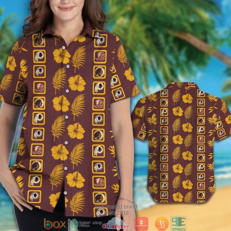 Washington_Redskins_leaf_hibiscus_square_pattern_Hawaiian_Shirt_Short_1_2-768x768-1