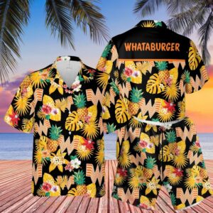 Whataburger Black-Yellow Hawaiian Shirt