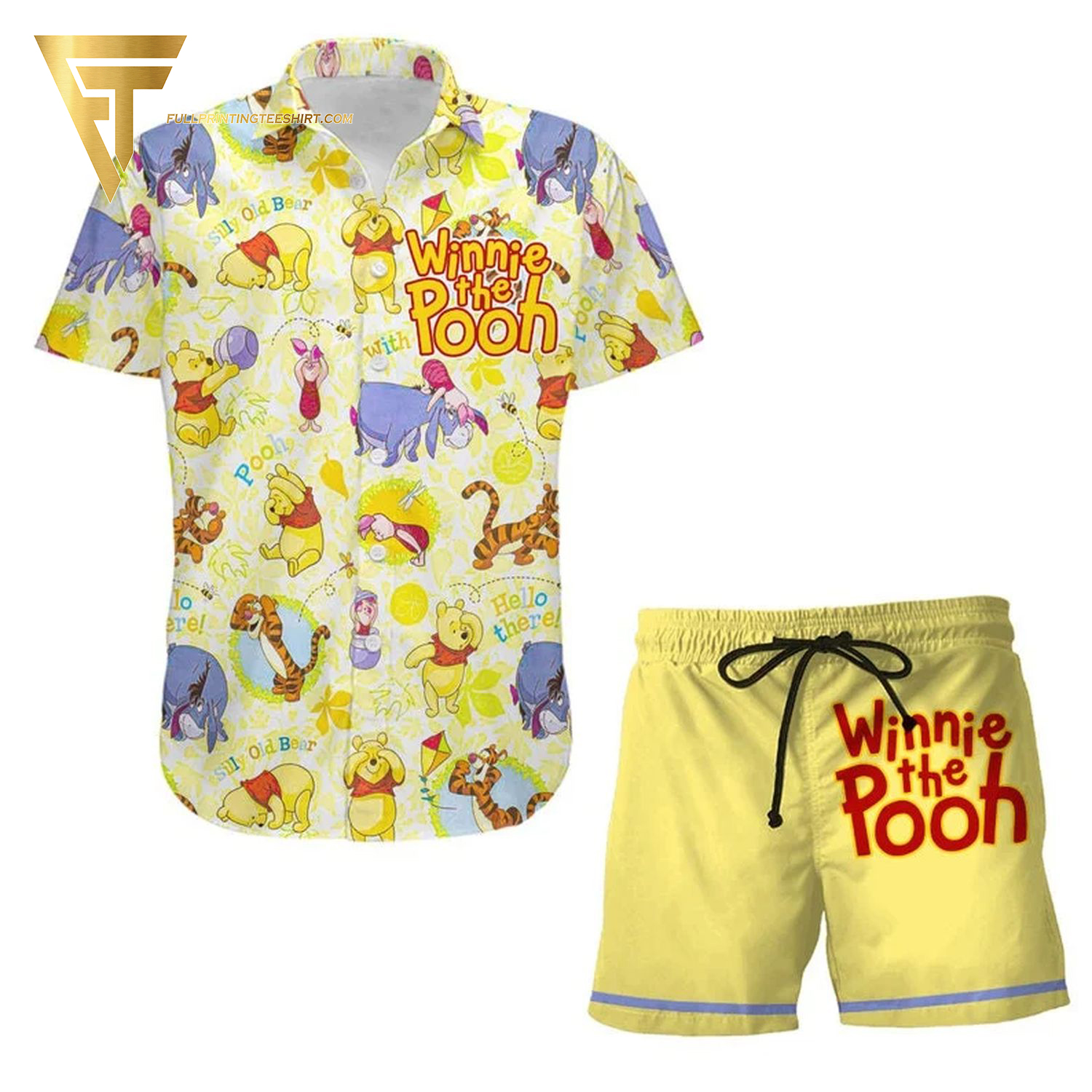 Winnie-The-Pooh All Over Print Hawaiian Shirts And Beach Shorts Winnie-The-Pooh All Over Print Hawaiian Shirts And Beach Shorts