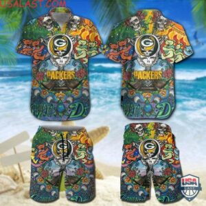 Nfl Green Bay Packers Grateful Dead Bears Hawaiian Shirt And Shorts