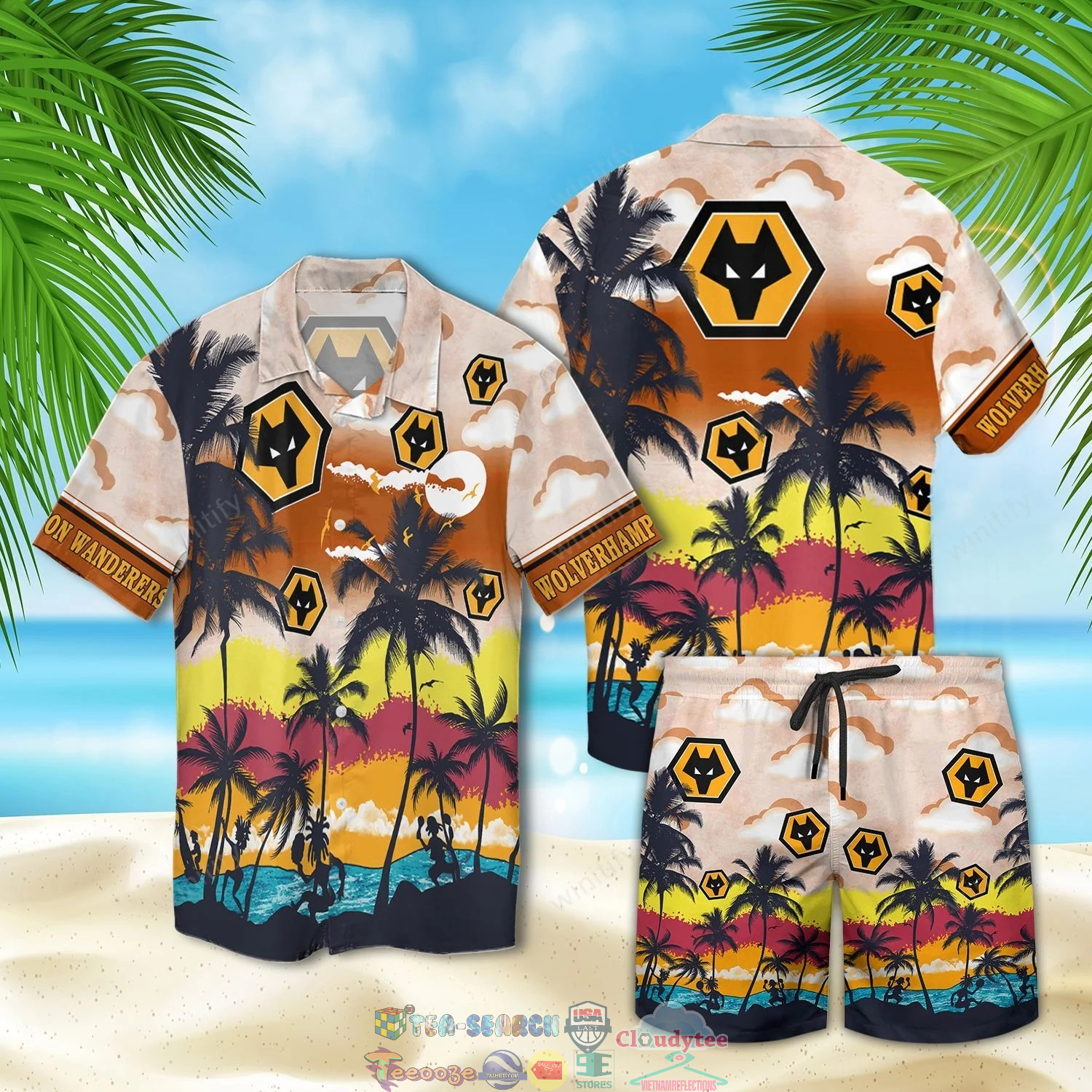 Wolvehampton Wanderers Fc Palm Tree Hawaiian Shirt Beach Shorts Wolvehampton Wanderers Fc Palm Tree Hawaiian Shirt Beach Shorts