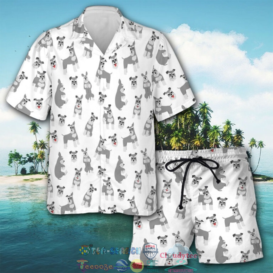Miniature Schnauzer Dog Cute Art Hawaiian Shirt And Shorts Miniature Schnauzer Dog Cute Art Hawaiian Shirt And Shorts