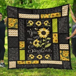 You Are My Sunshine Black Premium Quilt Blanket - Premium Quilt / Lap Blanket (45 X 50 Inches / 114 X 127 Cm)