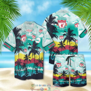 Liverpool Fc Palm Tree Hawaiian Shirt Beach Shorts
