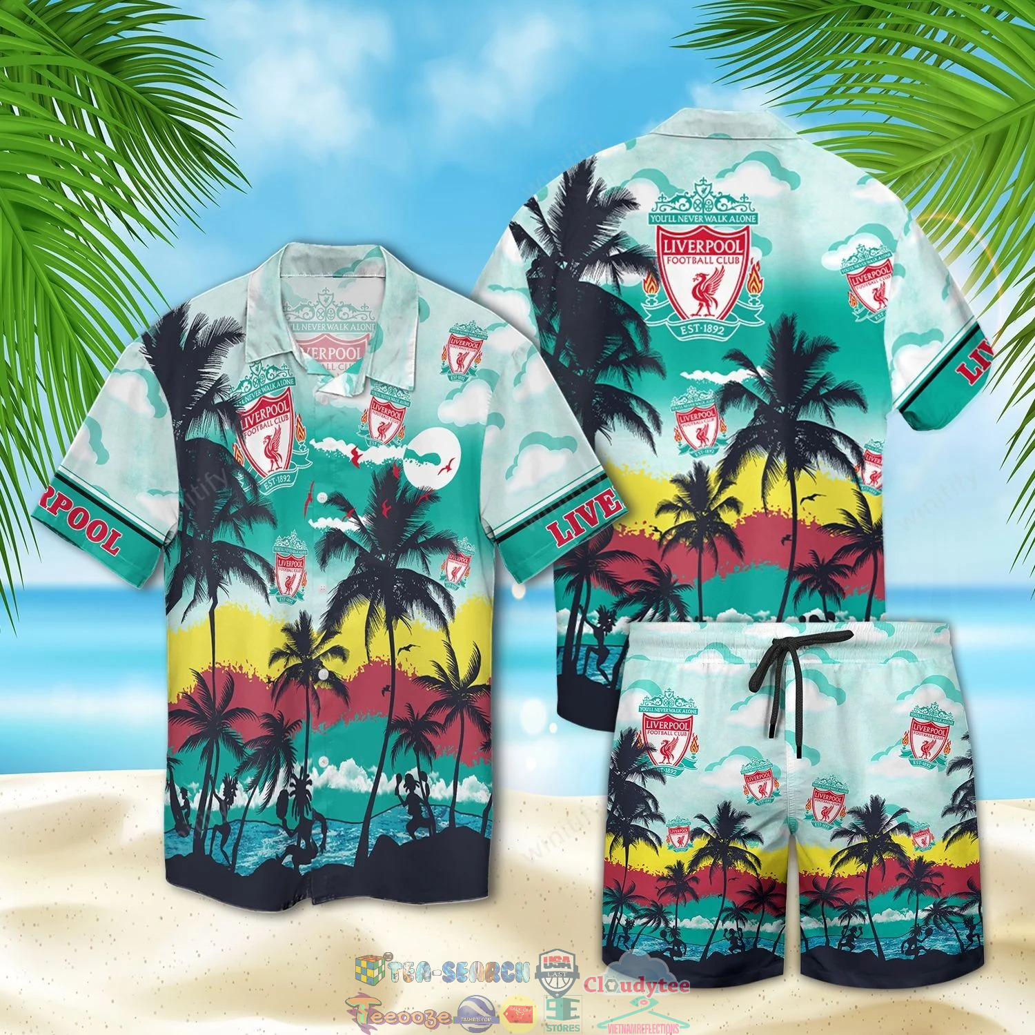 Liverpool Fc Palm Tree Hawaiian Shirt Beach Shorts Liverpool Fc Palm Tree Hawaiian Shirt Beach Shorts