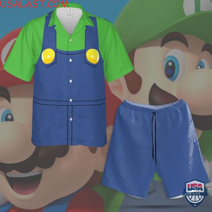 Mario Game Luigi Cosplay Hawaiian Shirts Beach Shorts Mario Game Luigi Cosplay Hawaiian Shirts Beach Shorts