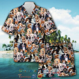Dogs Garden Art Cute Style Hawaiian Shirt And Shorts