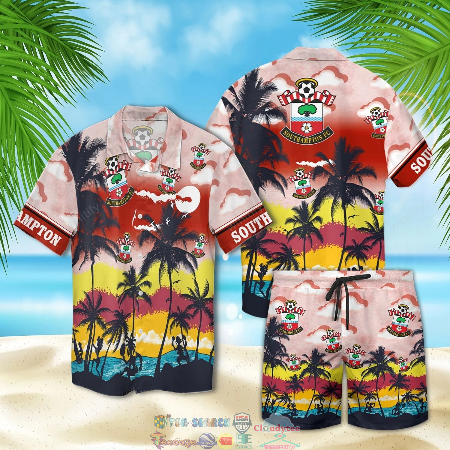 Southampton Fc Palm Tree Hawaiian Shirt Beach Shorts Southampton Fc Palm Tree Hawaiian Shirt Beach Shorts