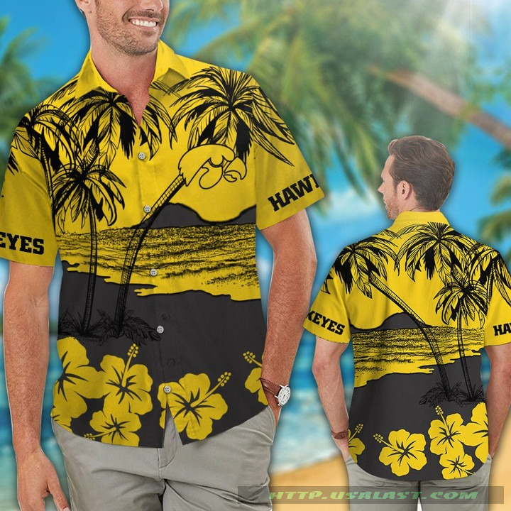 Iowa Hawkeyes Hibiscus Hawaiian Shirt Beach Short Iowa Hawkeyes Hibiscus Hawaiian Shirt Beach Short